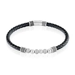 JOURDAN Bracelet Pheonix Cuir Noir Discount