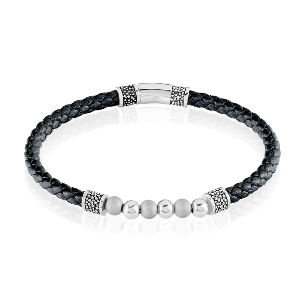 JOURDAN Bracelet Pheonix Cuir Noir Discount