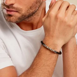 JOURDAN Bracelet Pheonix Cuir Noir Discount