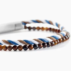 JOURDAN Bracelet Renatus Acier Argenté Oeil De Tigre Discount