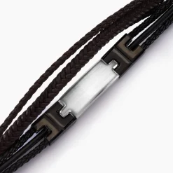 JOURDAN Bracelet Thasos Cuir Noir Et Marron Clearance