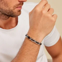 JOURDAN Bracelet Wild Acier Blanc Et Bleu Clearance