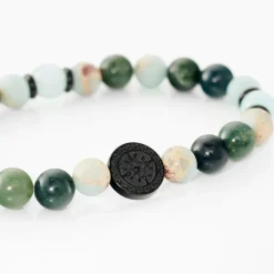 JOURDAN Bracelet Yasur Acier Noir Quartz Amazonite acier noir quartz vert Online