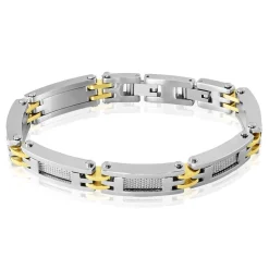 JOURDAN Bracelet Zephir Dore / Blanc acier bicolore Clearance