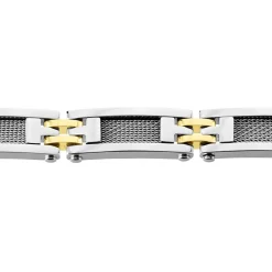 JOURDAN Bracelet Zephir Acier Bicolore Dore / Blanc Clearance