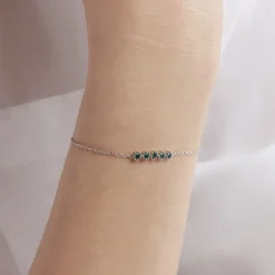 Histoire d'Or Bracelet Karrie Argent Blanc Oxyde De Zirconium argent blanc oxyde vert Discount