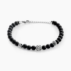 Histoire d'Or Bracelet Labhras Acier Blanc Agate acier blanc agate noire Clearance