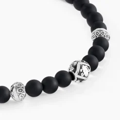 Histoire d'Or Bracelet Labhras Acier Blanc Agate acier blanc agate noire Clearance