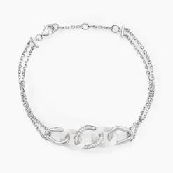 Histoire d'Or Bracelet Link Argent Blanc Céramique Et Oxyde De Zirconium argent blanc céramique blanche Best