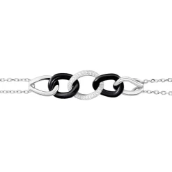 Histoire d'Or Bracelet Link Argent Blanc Céramique Et Oxyde De Zirconium argent blanc céramique noire Online