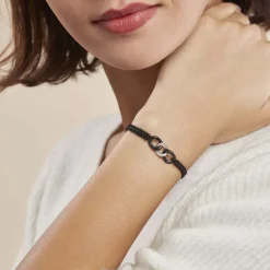 Histoire d'Or Bracelet Link Argent Blanc Oxyde De Zirconium Et Céramique argent blanc céramique noire Outlet