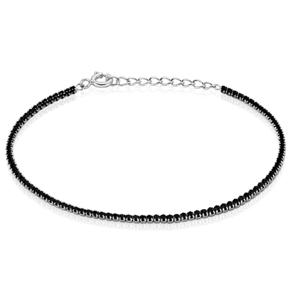 Histoire d'Or Bracelet Lou-anne argent blanc oxyde de zirconium noir Online