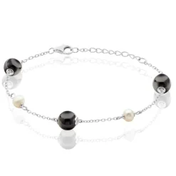 Histoire d'Or Bracelet Lucia Cera Argent Blanc Perle De Culture Et Céramique