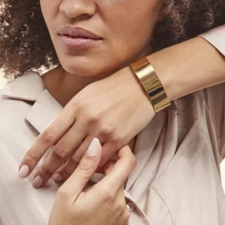 Histoire d'Or Bracelet Manchette Acier Doré Volcanus Agate Outlet