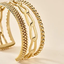 Histoire d'Or Bracelet Manchette Elain Acier Jaune Hot