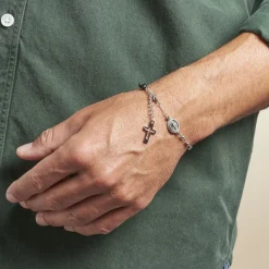 Histoire d'Or Bracelet Maximus Acier Blanc Onyx New