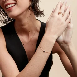 Histoire d'Or Bracelet Midnight Royalty Plaqué Or Jaune Pierre De Synthèse Clearance