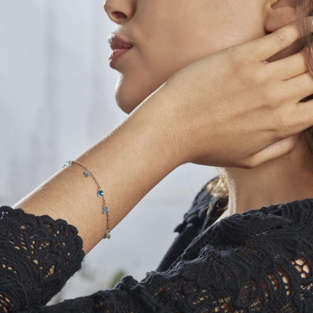 Histoire d'Or Bracelet Myosothis Plaqué Or Pierres plaqué or jaune pierre bleu New