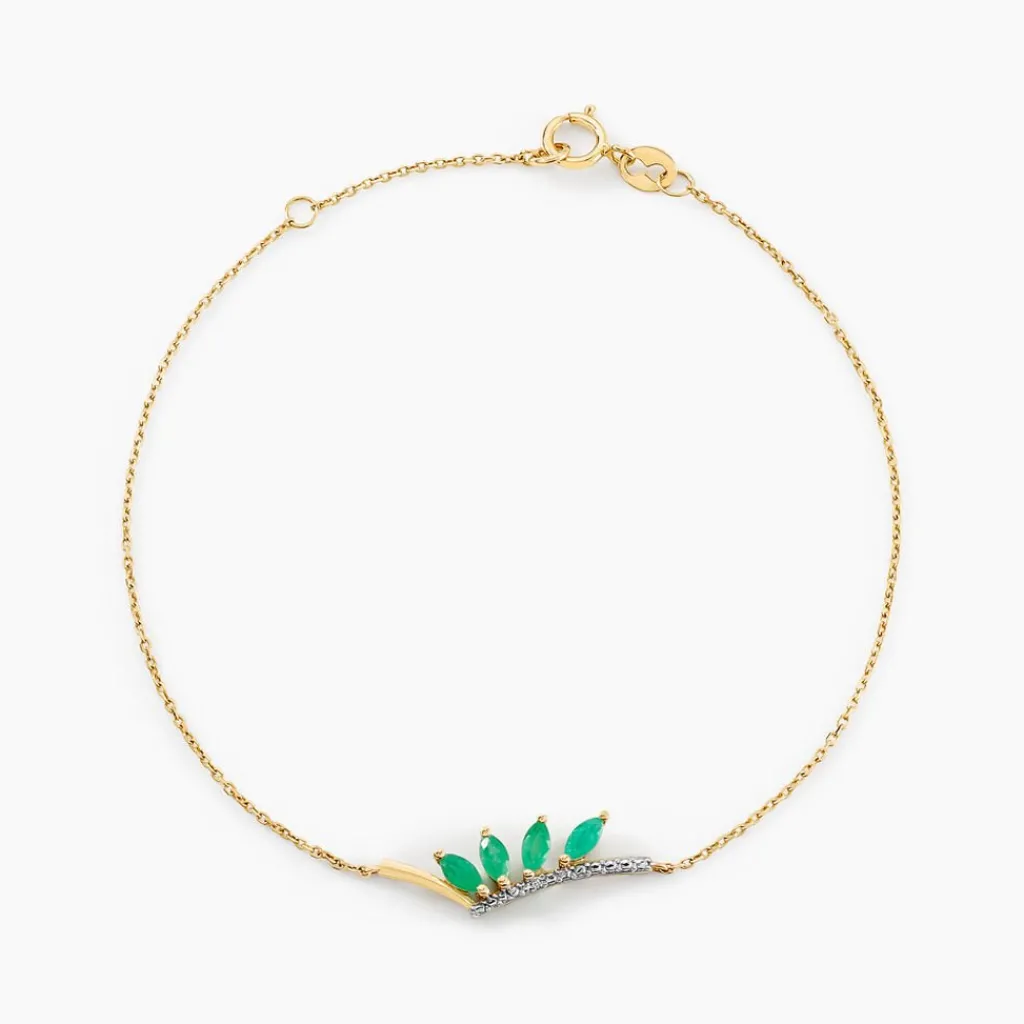 Histoire d'Or Bracelet Navette Or Jaune Emeraude Diamant or jaune émeraude Online