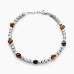 Histoire d'Or Bracelet Ole Acier Blanc Oeil De Tigre Hématite Online