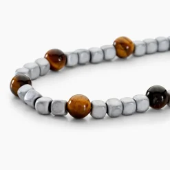 Histoire d'Or Bracelet Ole Acier Blanc Oeil De Tigre Hématite Online