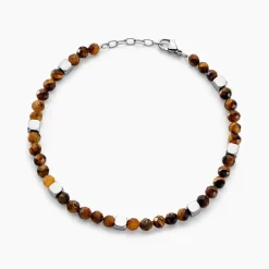 Histoire d'Or Bracelet Oleg Acier Blanc Oeil De Tigre Discount