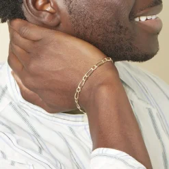 Histoire d'Or Bracelet Ophelio Maille Alternee 1/1 Or Jaune New