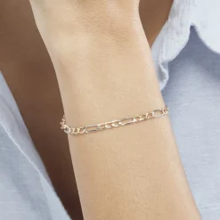 Histoire d'Or Bracelet Maille Alternée 1/3 or bicolore Discount