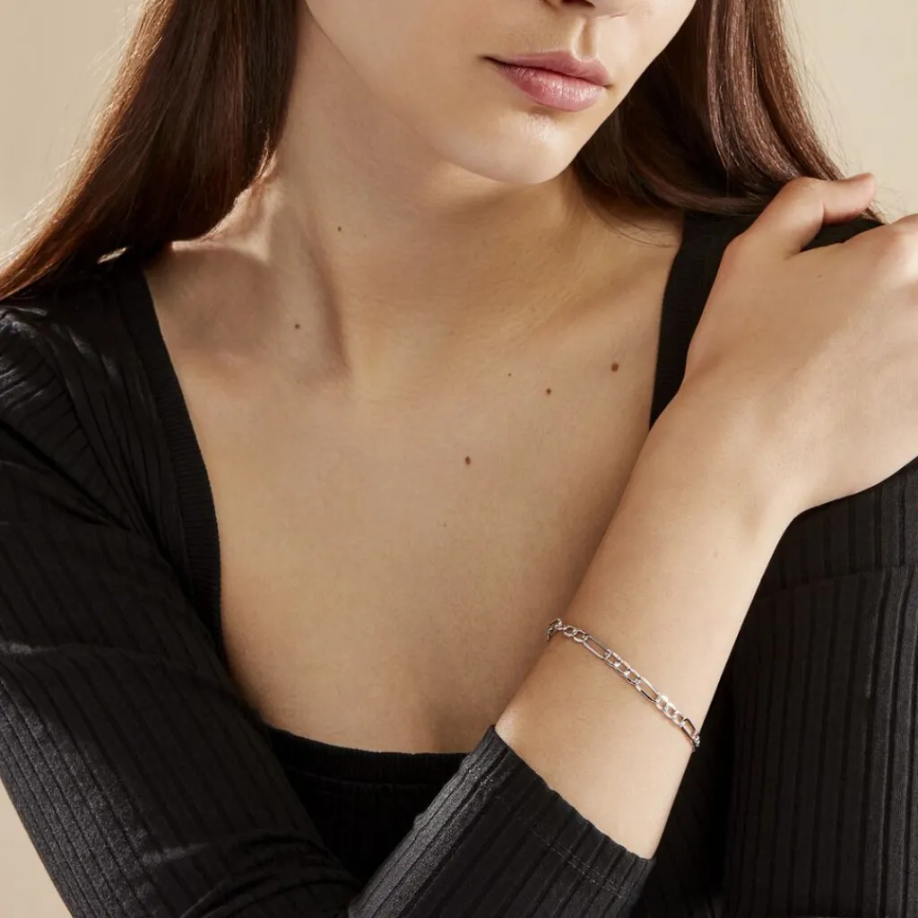 Histoire d'Or Bracelet Maille Alternée 1/3 or blanc