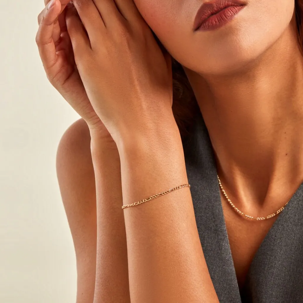 Histoire d'Or Bracelet Caméo Maille Alternée 1/3 or jaune Clearance