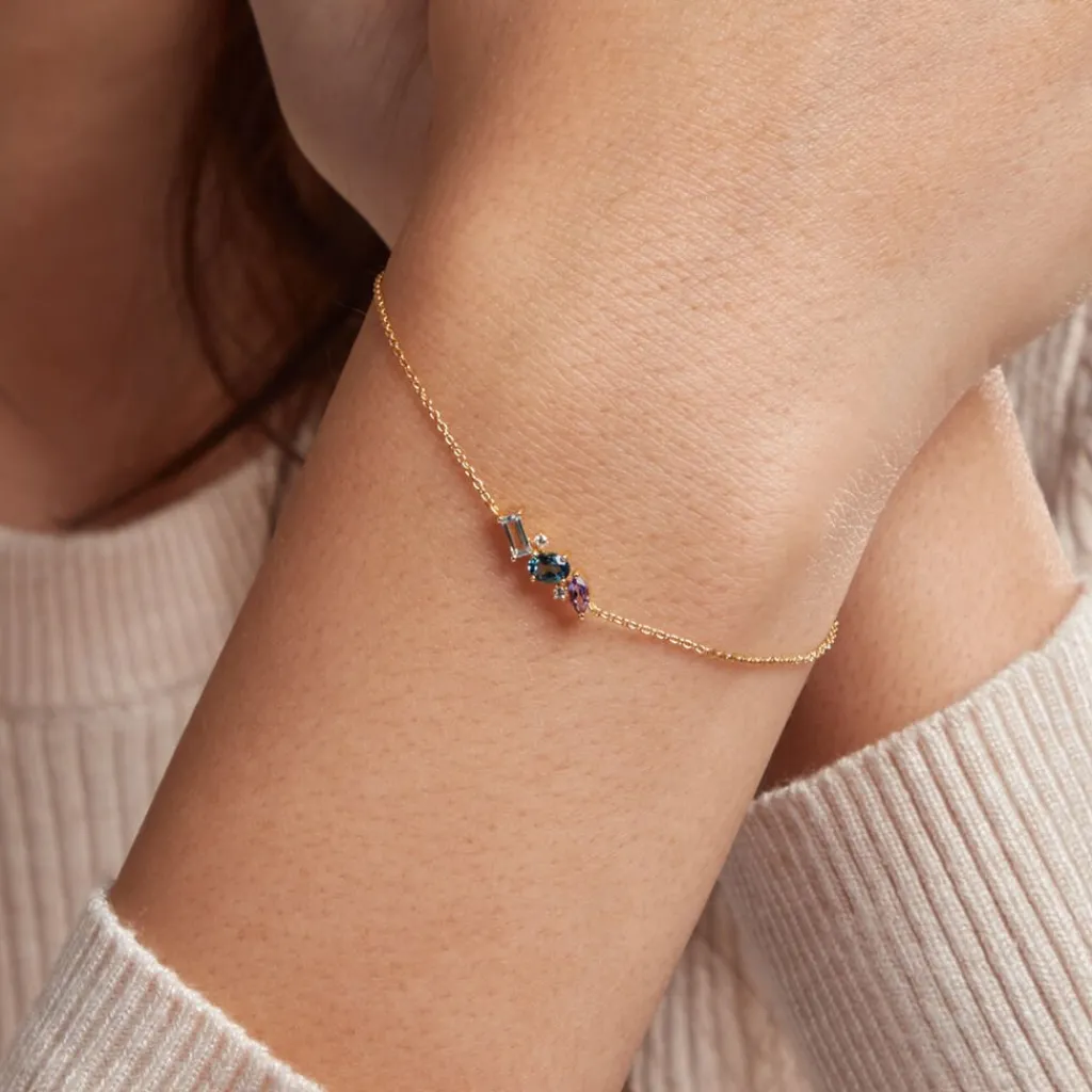 Histoire d'Or Bracelet Printemps Précieux Or Jaune Topaze Améthyste Sale