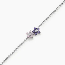Histoire d'Or Bracelet Purple Bloom Argent Blanc Oxyde De Zirconium Clearance