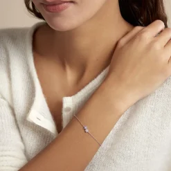 Histoire d'Or Bracelet Purple Bloom Argent Blanc Oxyde De Zirconium Clearance