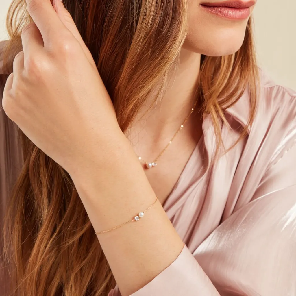 Histoire d'Or Bracelet Riita Or Jaune Perle De Culture Oxyde De Zirconium Clearance