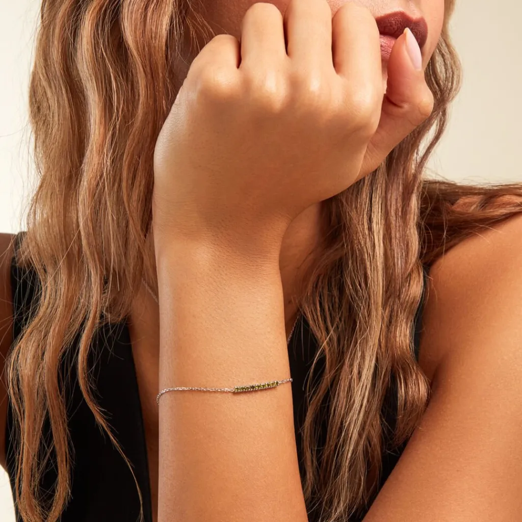 Histoire d'Or Bracelet Rio Tennis Argent Blanc Oxyde De Zirconium argent blanc oxyde vert Hot