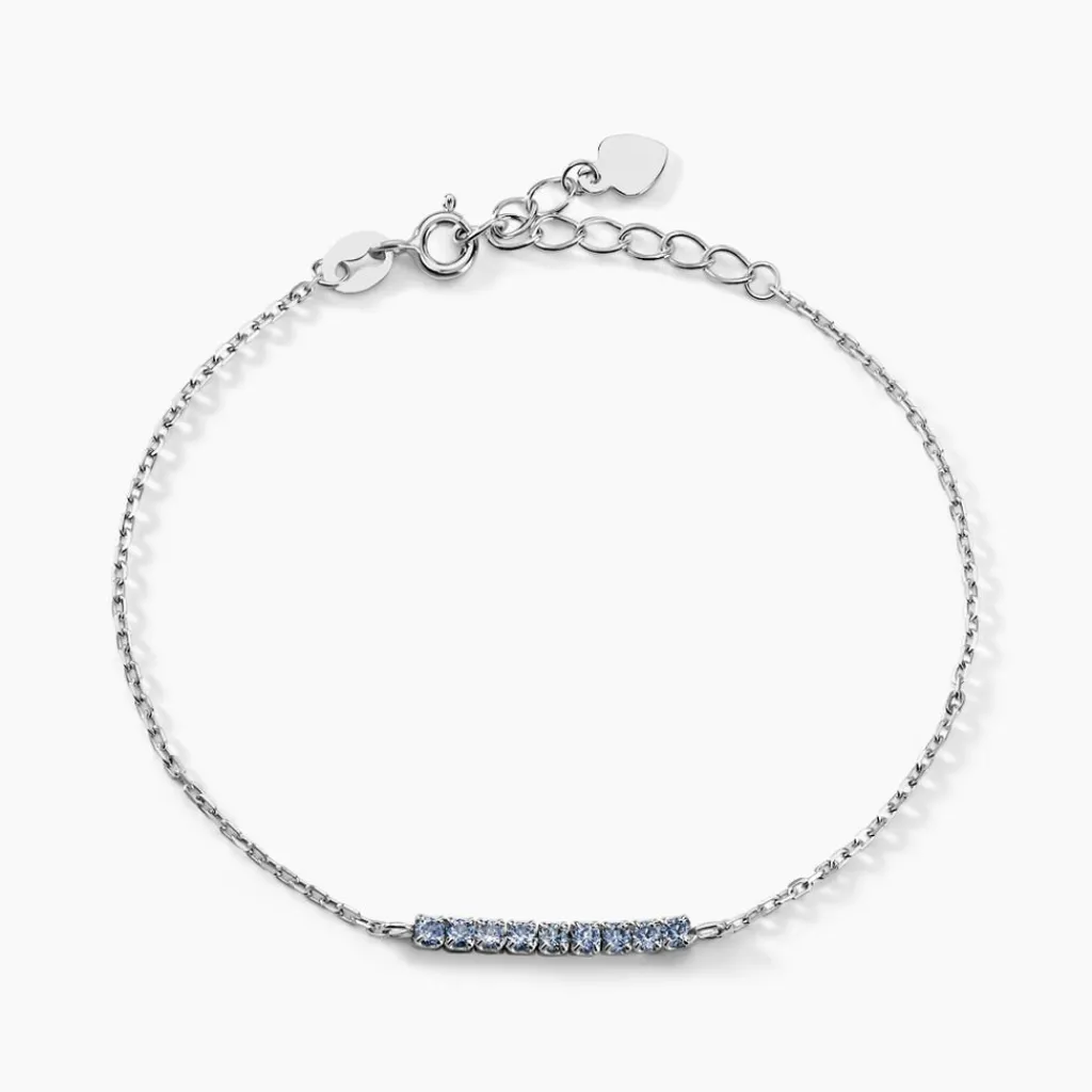 Histoire d'Or Bracelet Rio Tennis Argent Blanc Oxyde De Zirconium argent blanc oxyde bleu sky Discount