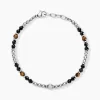 Histoire d'Or Bracelet Risor Acier Blanc Oeil De Tigre Agate