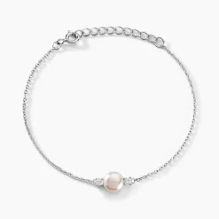 Histoire d'Or Bracelet Sari Argent Blanc Perle De Culture Et Oxyde De Zirconium Clearance