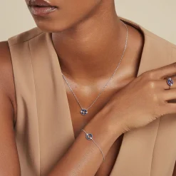 Histoire d'Or Bracelet Serafine Argent Blanc Lapis Lazuli Oxyde argent blanc lapis lazuli bleu