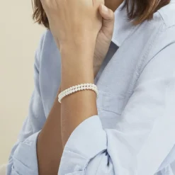 Histoire d'Or Bracelet Silene 2 Rangs Or Jaune Perle De Culture Online