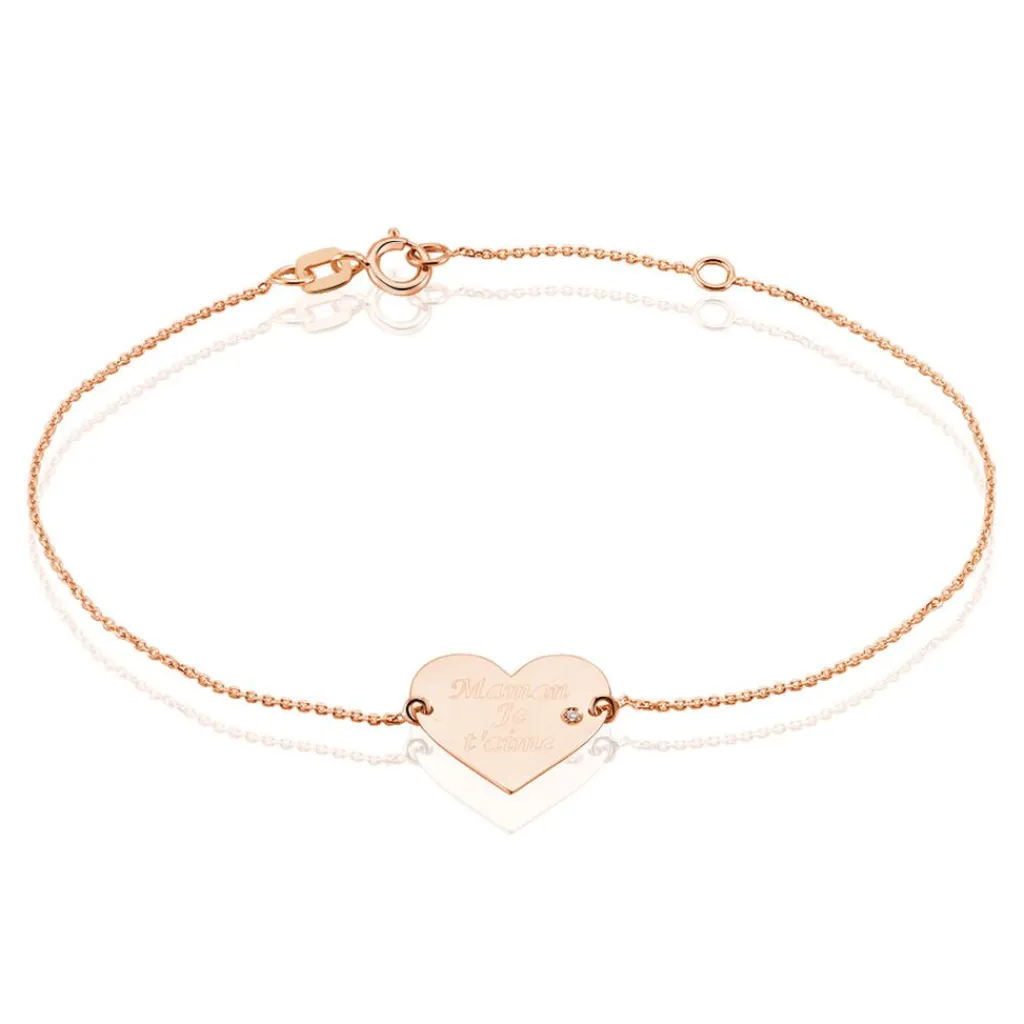 Histoire d'Or Bracelet Sofia Coeur Or Rose Oxyde De Zirconium