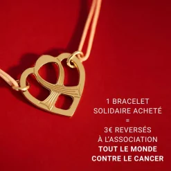 Histoire d'Or Bracelet Solidaire Lutte Contre Le Cancer Laiton Doré Online