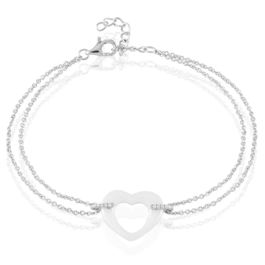 Histoire d'Or Bracelet Vivianne Argent Blanc Oxyde De Zirconium Et Céramique argent blanc céramique blanche New