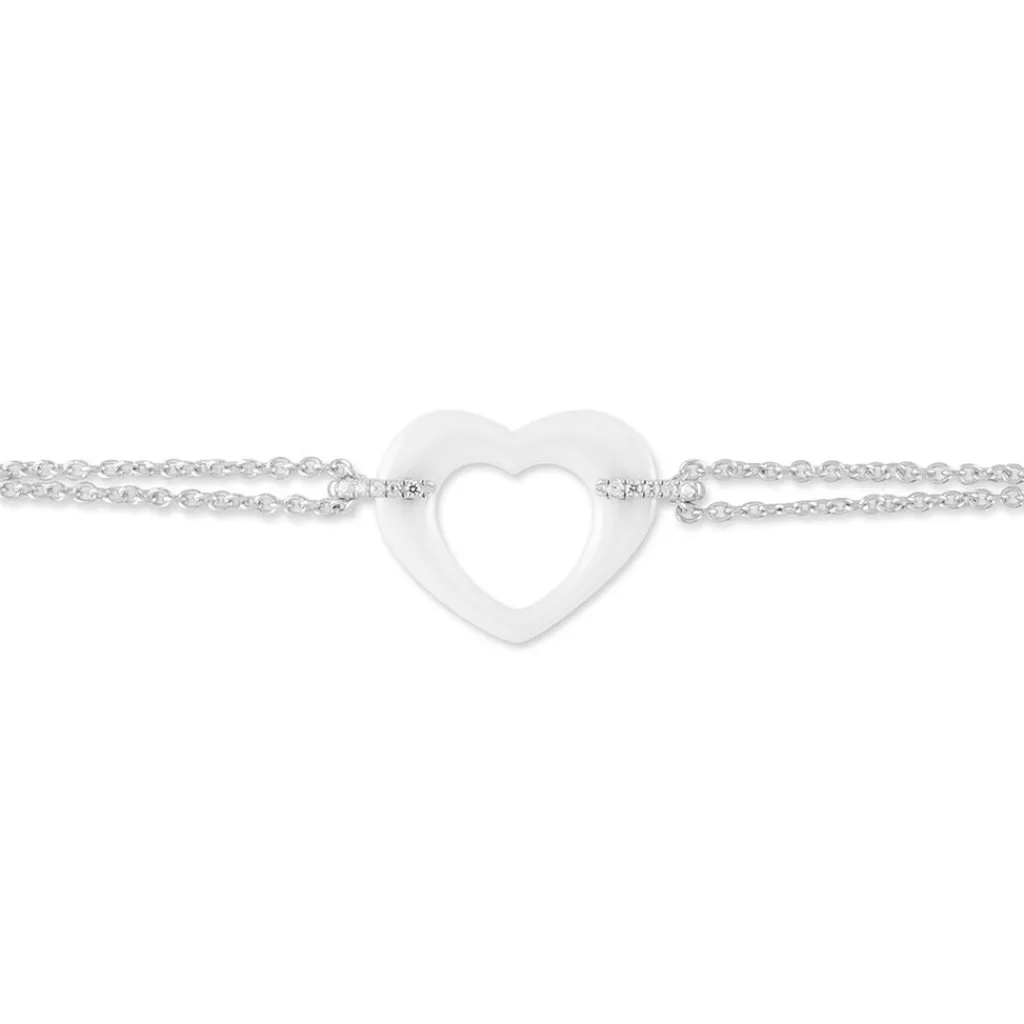 Histoire d'Or Bracelet Vivianne Argent Blanc Oxyde De Zirconium Et Céramique argent blanc céramique blanche New