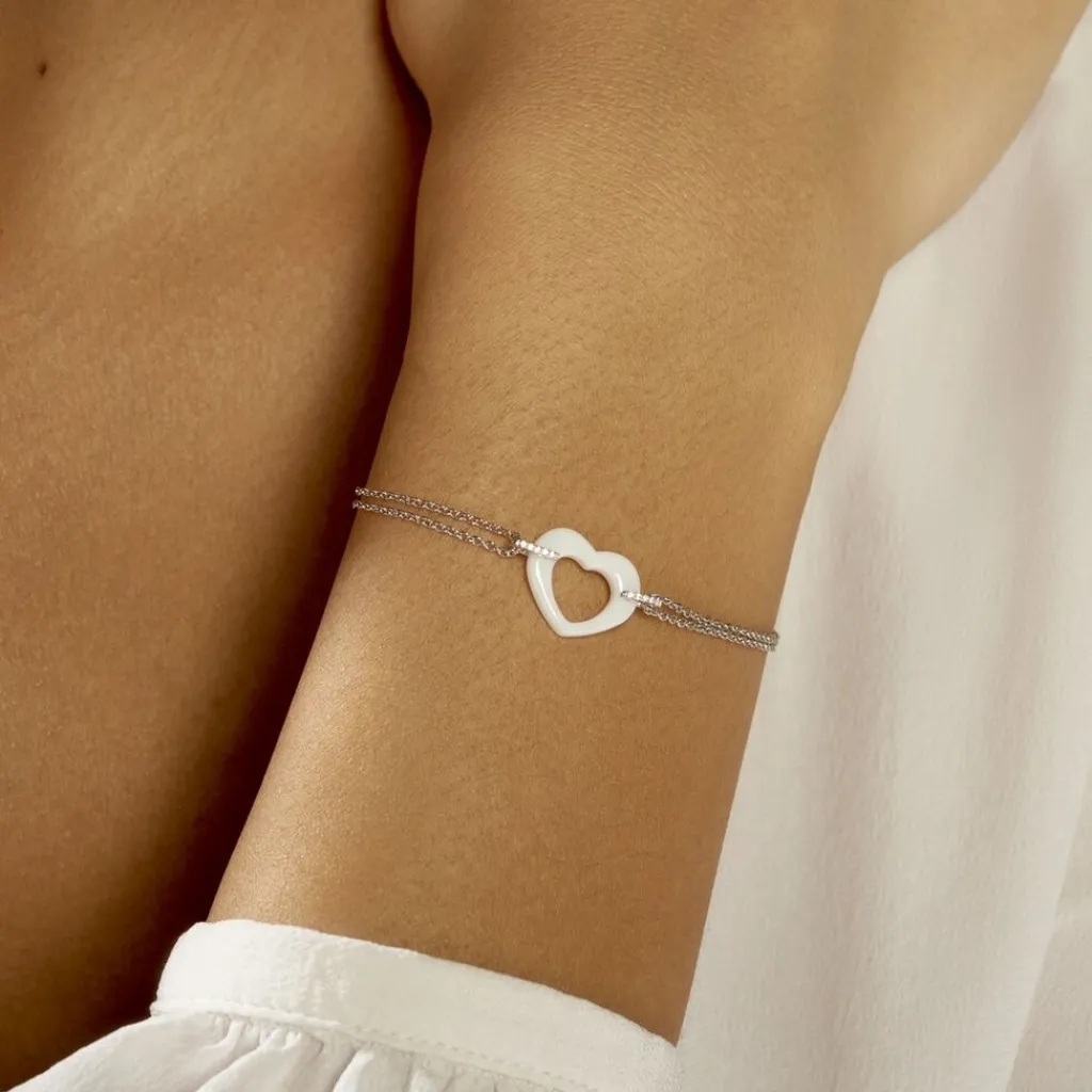 Histoire d'Or Bracelet Vivianne Argent Blanc Oxyde De Zirconium Et Céramique argent blanc céramique blanche New