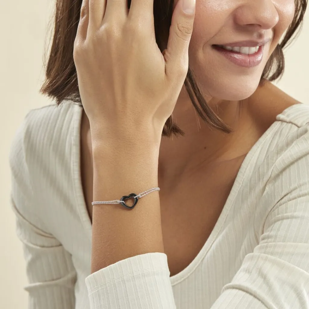 Histoire d'Or Bracelet Vivianne Argent Blanc Oxyde De Zirconium Et Céramique argent blanc céramique noire Discount