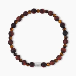 Histoire d'Or Bracelet Younes Acier Argenté Oeil De Tigre Outlet