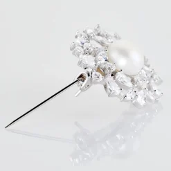 Histoire d'Or Broche Kaki Argent Blanc Perle De Culture Hot