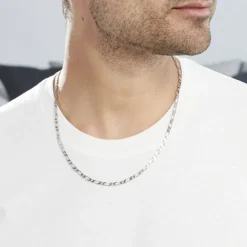 Histoire d'Or Chaîne Anilo Maille Alternée Argent Blanc Sale