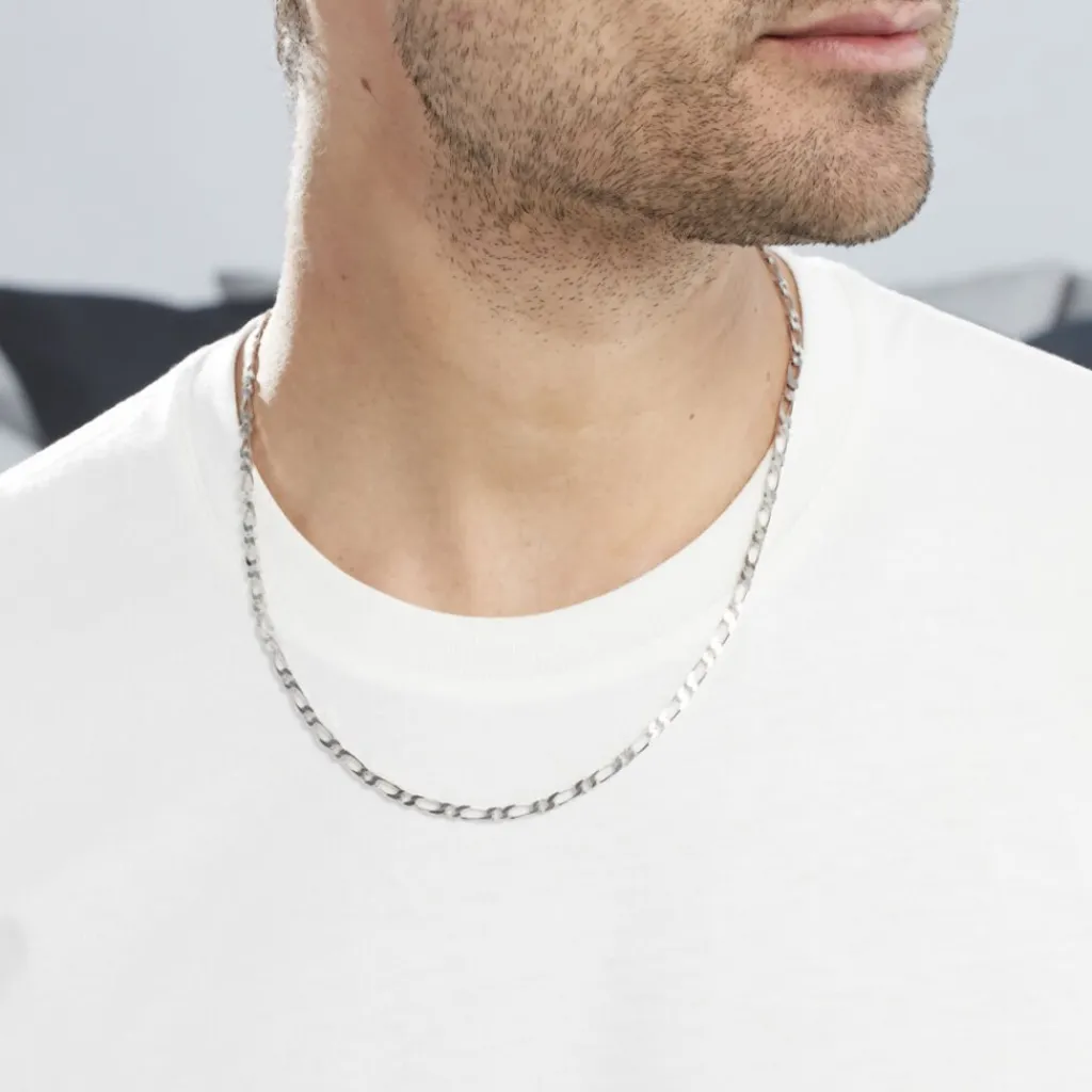 Histoire d'Or Chaîne Anilo Maille Alternée Argent Blanc Sale